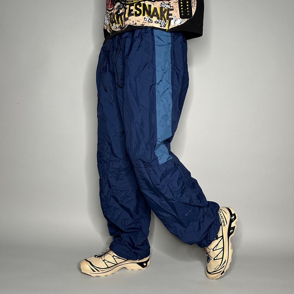 Vintage Y2K Nike Track Pants Mens XL Baggy Navy Blue Sweatpants Silver Tag